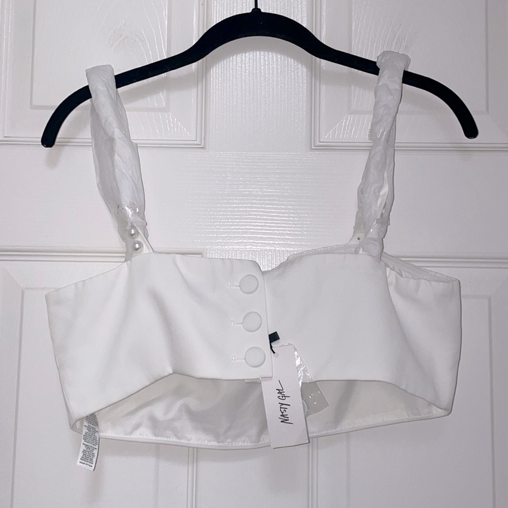 NWT Nasty Gal Premium Pearl Trim Tailored Bralette - Picture 5 of 8